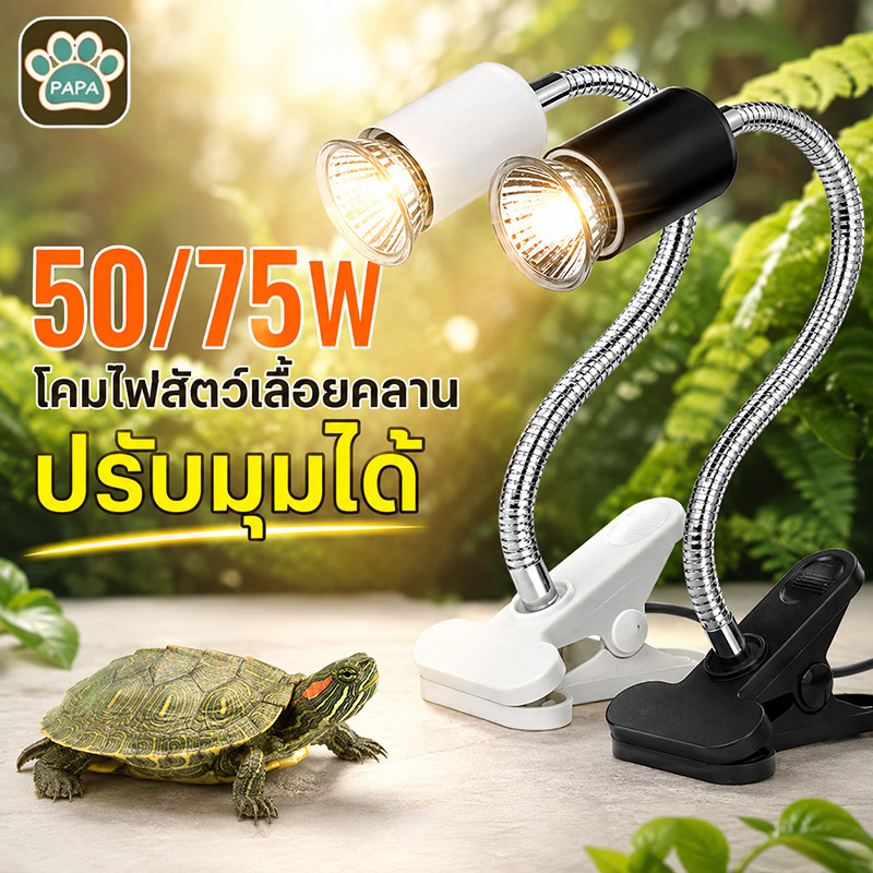 หลอดไฟสัตว์เลื้อยคลาน แสงที่ปรับได้ สำหรับเต่า กกลูกนก สัตว์เลื้อยคลาน โคมไฟทนความร้อน 50w/75w