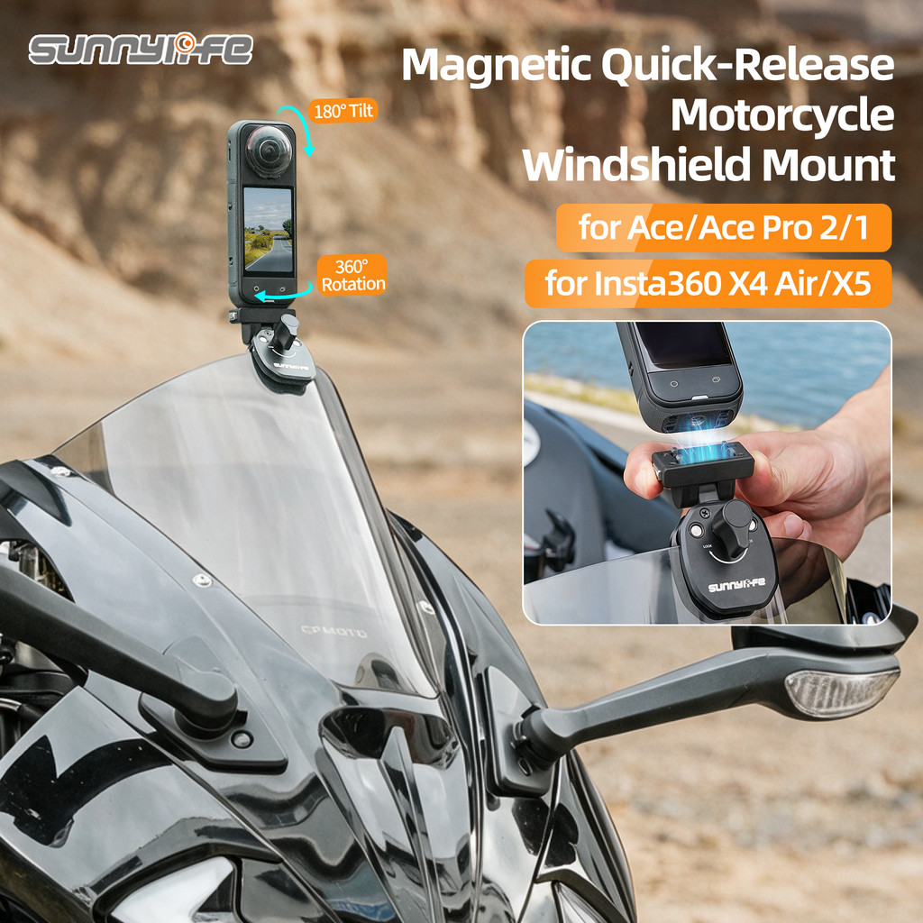 สําหรับ DJI Nano/ACTION Magnetic Quick ที่ถอดออกได้ปรับคลิปกระจก Go Ultra/X6/5/Ace pro อลูมิเนียมรถจักรยานยนต์คลิป