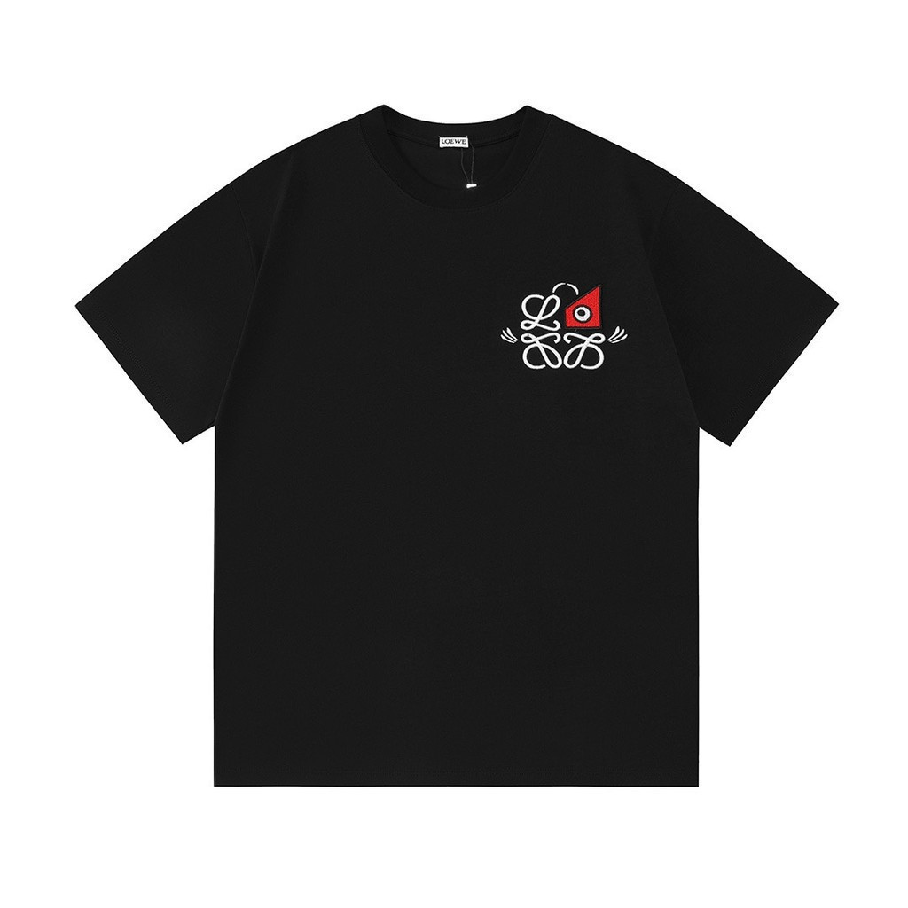 2026/Loewe tee/Loewe เสื้อยืดผู้ชายผู้หญิงเสื้อยืดพิมพ์แขนสั้นรอบคอเสื้อยืดรอบคอทุกวัน Commuter FUJP