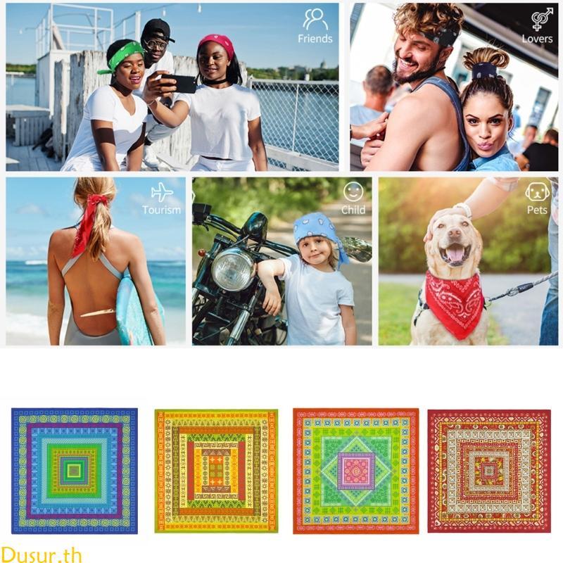 Dusur 21 Stylish Bandana Head Scarf Hip Hop Square Turban Head Scarf สําหรับวัยรุ่น