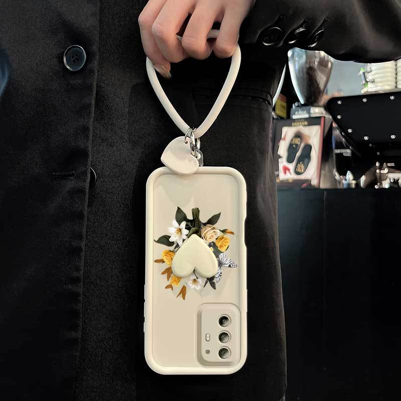 3 ชิ้น (สีดําสีขาวผีเสื้อเคสโทรศัพท์ + Love Lanyard + ขาตั้ง) เหมาะสําหรับ OPPO A94 5G ทนทานสบายรู้ส