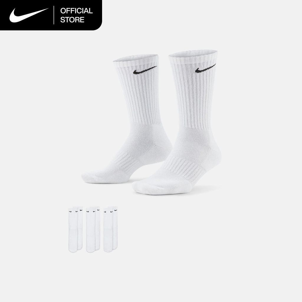 Nike Everyday Cushioned Training Crew (3 Pairs) Socks - White [SX7664-100]