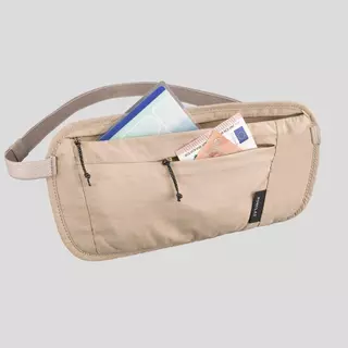 Decathlon Discreet Travel Trekking Bum Bag Travel Rfid กระเป๋าคาดเอวนิรภัยสำหรับเดินทางเทรคกิ้งรุ่น Travel Rfid - Beige