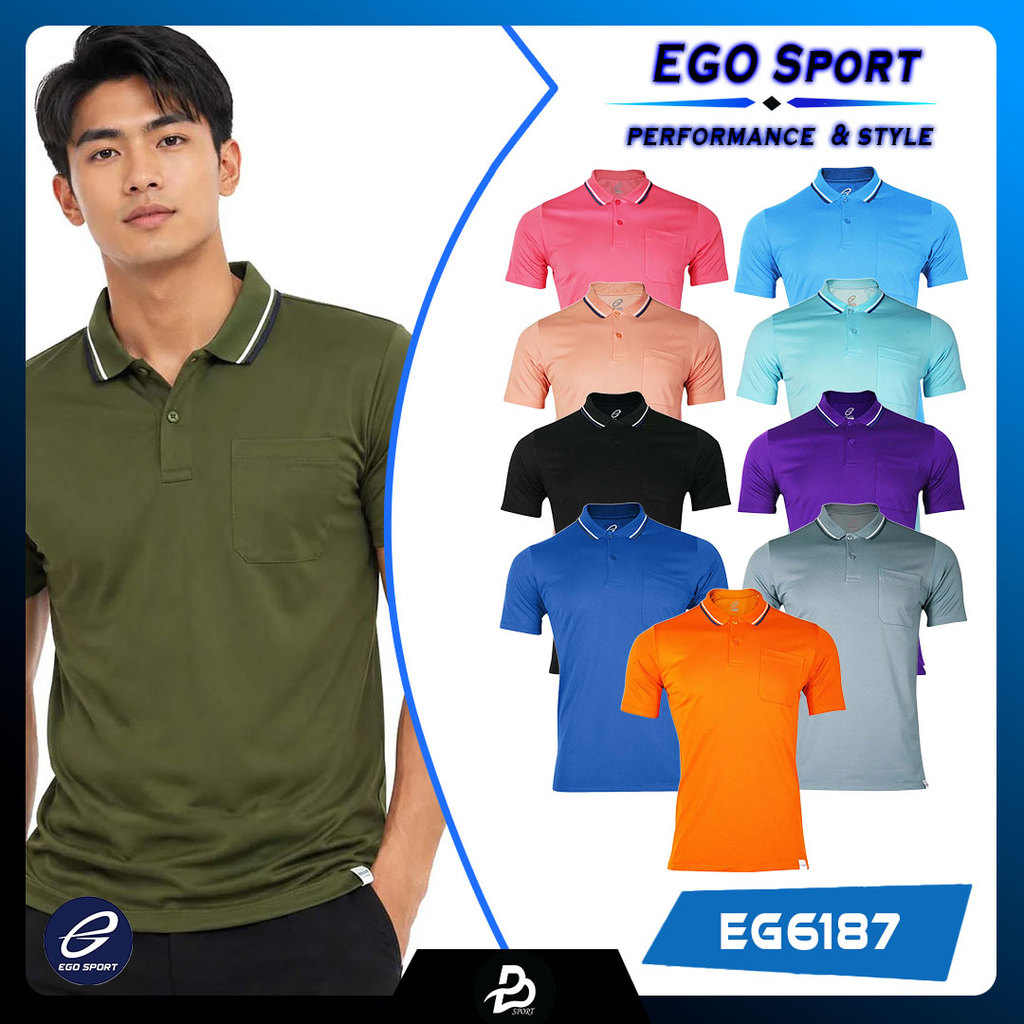 EGO Sport เสื้อโปโลแขนสั้นสำหรับผู้ชาย EG6187มีคุณสมบัติต้านเชื้อแบคทีเรีย 99.95% ชุดที่ 2