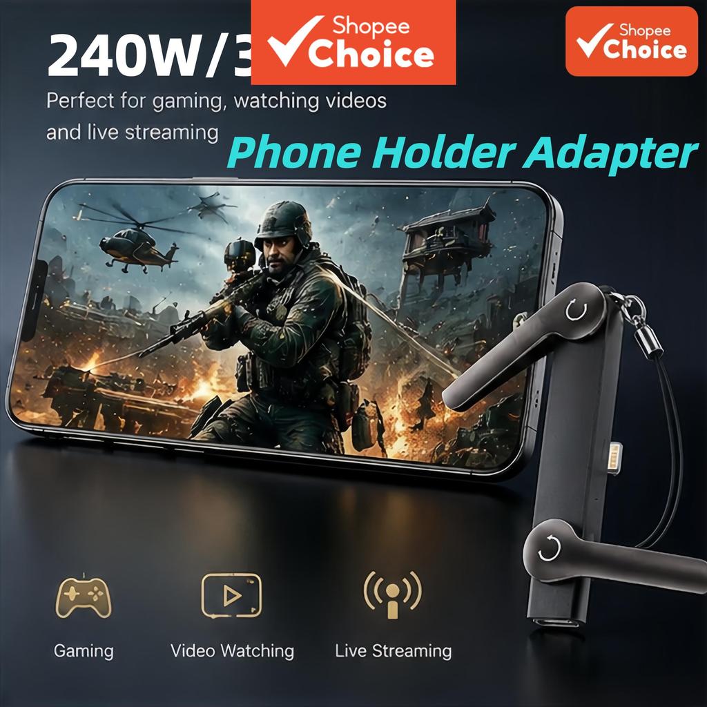 อะแดปเตอร์ 2-in-1 Elite OTG พร้อมที่วางโทรศัพท์ Type-C/Li 240W 30W ถ่ายโอนข้อมูลพร้อมสายคล้องคอ เหมา