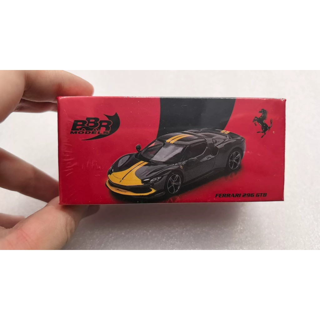 [พร้อมสต็อกกําพร้า] บีบีอาร์ 1/64 เฟอร์รารี 296 GTB สีเหลืองสีดําพวงมาลัยอัลลอยรถรุ่นยี่ห้อใหม่ที่ยั