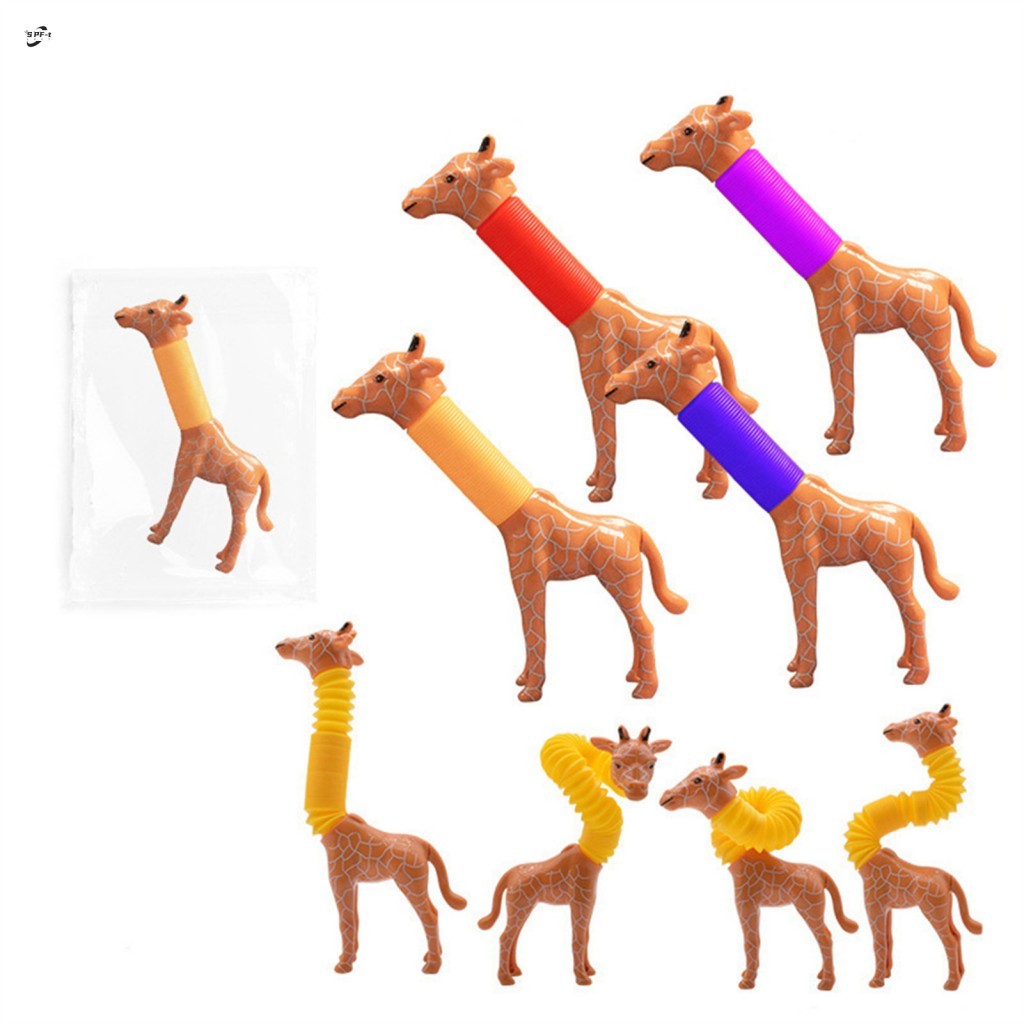 Stretch Giraffe Stress Relief Pop Tube พร้อมไฟ LED สําหรับเด็กและผู้ใหญ่