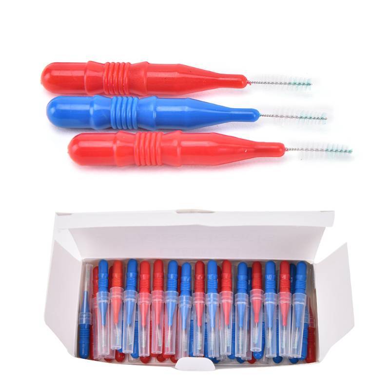 (ใหม่) 50X Clean Tooth Floss Head Hygiene Plastic Inter Brush Toothpi