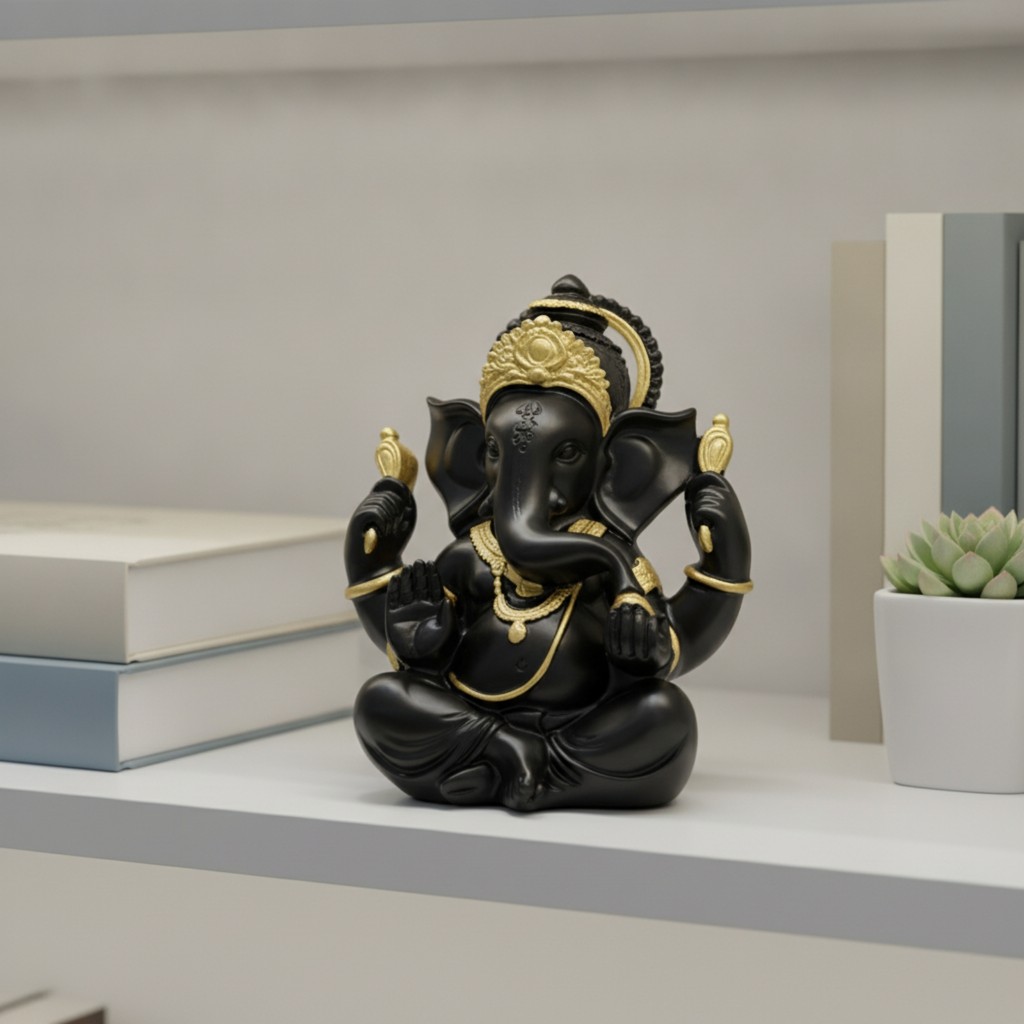 รูปหล่อพระพิฆเนศ รูปปั้นพระพิฆเนศขนาดกะทัดรัด Gantati Idol รูปปั้น Ganpati ขนาดเล็กแกะสลักสําหรับแท่
