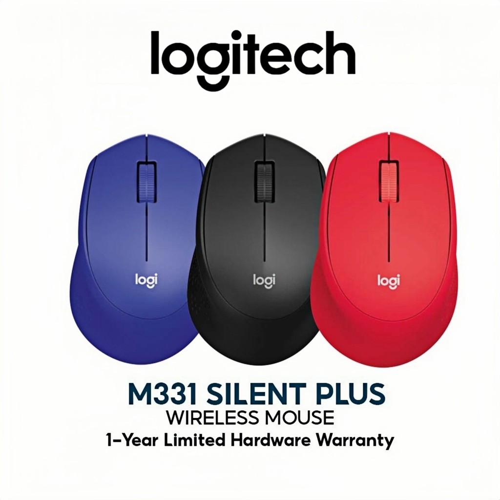 เมาส์ไร้สาย Logitech M331 Silent Plus, 2.4 GHz, 3 ปุ่ม, PC/Mac/Laptop/Chromebook - สีดํา / น้ําเงิน 