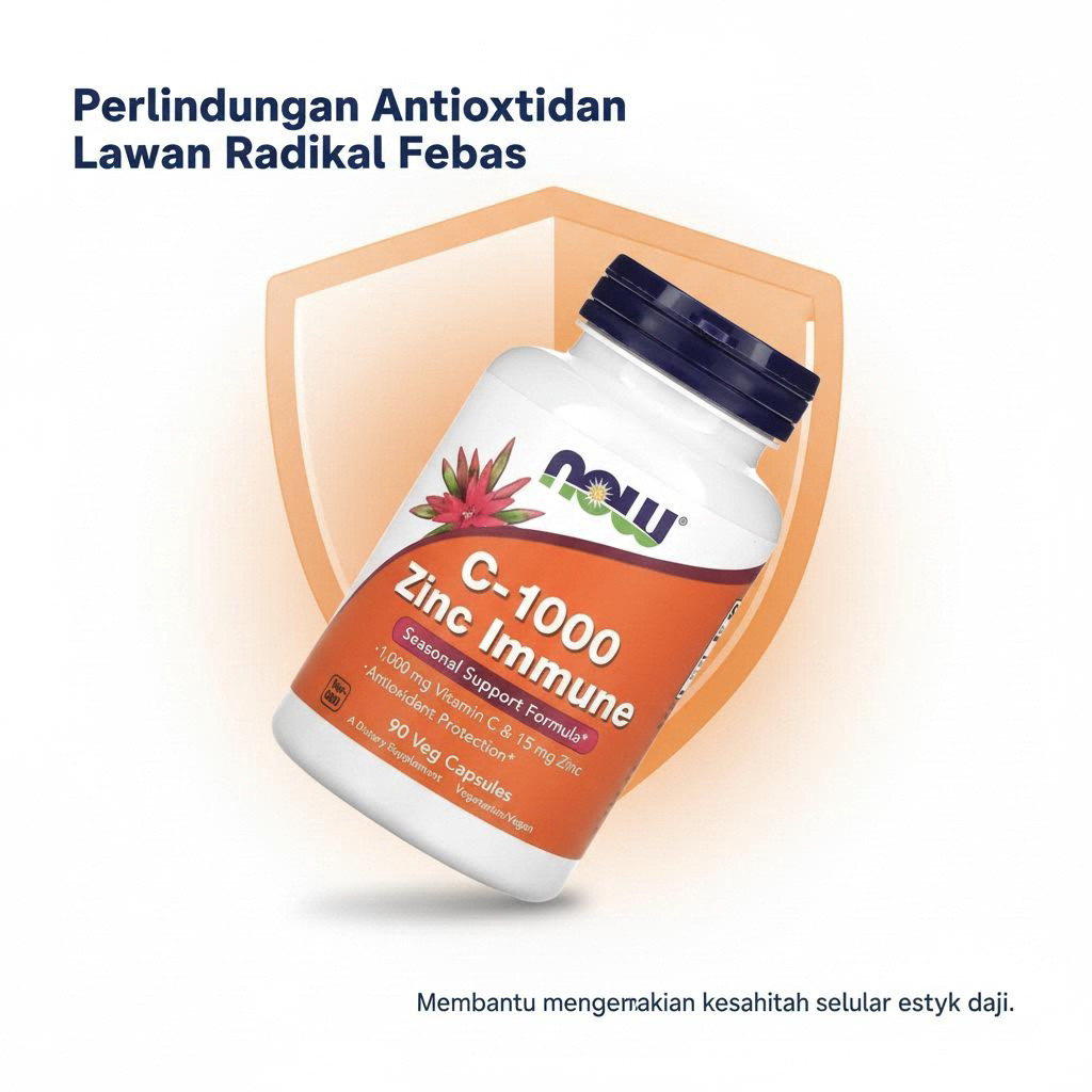 NOW Foods วิตามินซี+สังกะสี 1000mg 90 แคปซูล เสริมภูมิคุ้มกัน ต้านอนุมูลอิสระ เติมวิตามินซีให้ร่างกา