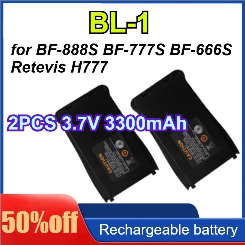2PCS 3.7V 3300mAh สําหรับ BAOFENG BF888S BL-1 แบตเตอรี่ Li-Ion สําหรับ Baofeng BF-888S BF-777S BF-66