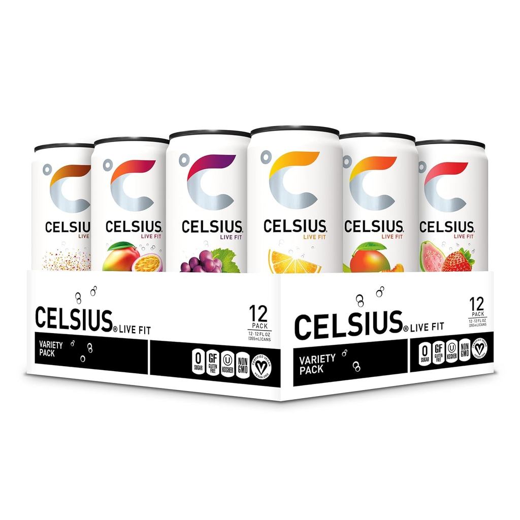 CELSIUS Assorted Flavors Official Variety Pack, Functional Essential Energy Drinks, 12 Fl Oz (Pack o