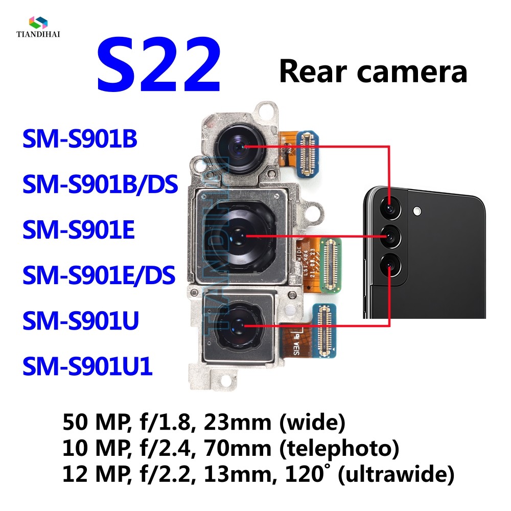 สําหรับ Samsung Galaxy S22 5G S901B S901B/DS S901U S901E ด้านหลังกล้องหลักกว้างโมดูล Backside Flex C
