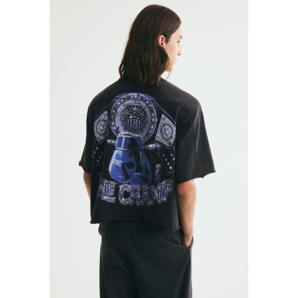 H&M(เอชแอนด์เอ็ม) เสื้อยืดผ้าฝ้ายพิมพ์ลายทรงโอเวอร์ไซส์ ผู้ชาย 1353470_1