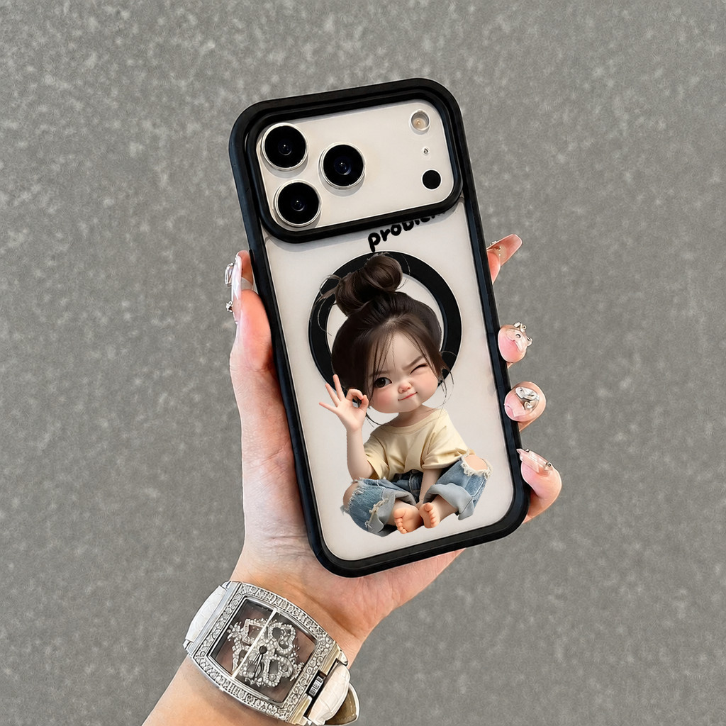 เคสแม่เหล็ก MagSafe ลายสาวน้อยน่ารัก กันกระแทก ปกป้องกล้อง Samsung A06-A56/S22-S26 iPhone17/16/15/14/13/12/11 Pro Max