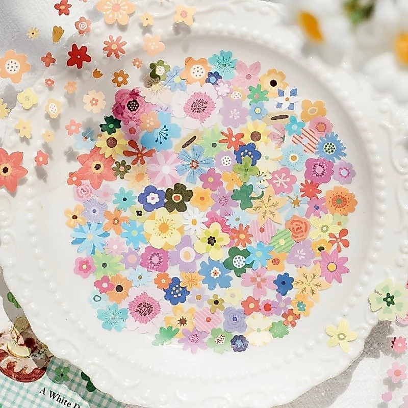 Journal GO 5cmx2m ดอกไม้ขนาดเล็ก Tale สติกเกอร์เทปสําหรับ Collage Junk Journal Scrapbooking ตกแต่งสติกเกอร์ดอกไม้เล็กๆ