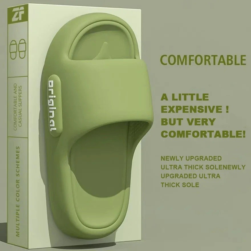EVA รองเท้าแตะผู้หญิงผู้ชาย Soft Sole Anti-Slip ฤดูร้อน Cloud หมอนสไลด์บ้านห้องน้ํา Unisex