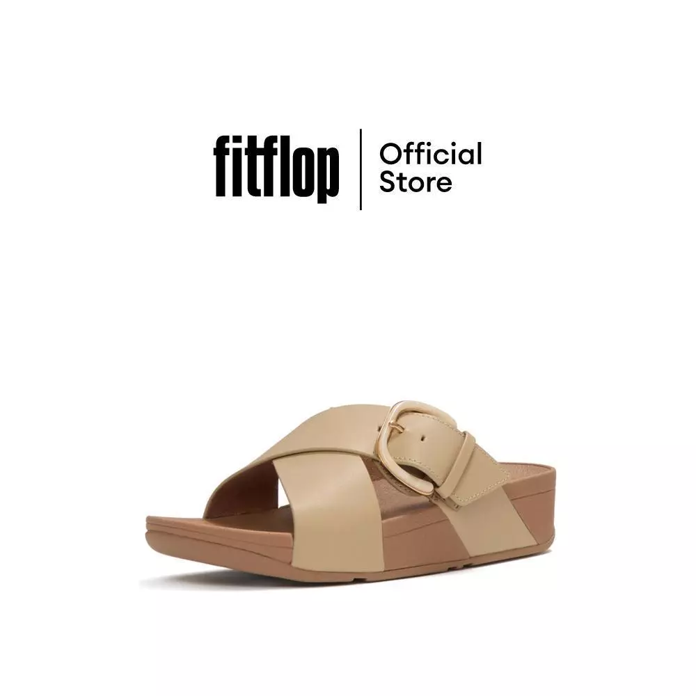 FITFLOP LULU RESIN-BUCKLE CROSS SLIDES รองเท้าแตะผู้หญิง รุ่น JE8-923 สี CAPPUCCINO
