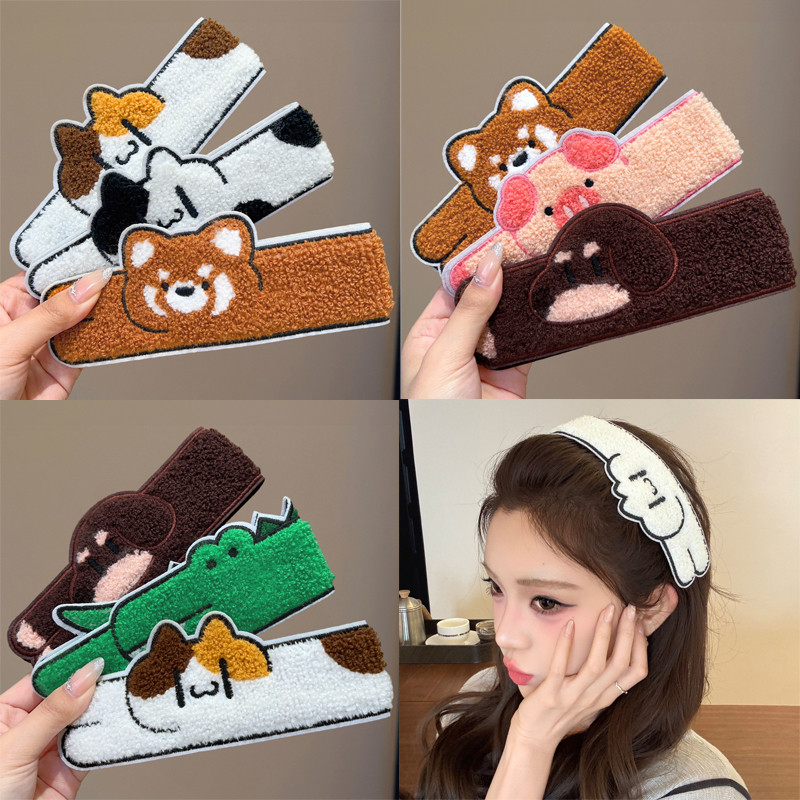 Sticky Paste ที่คาดผมการ์ตูนสัตว์ Velcro Head Band Magic Paste Hair Hoop