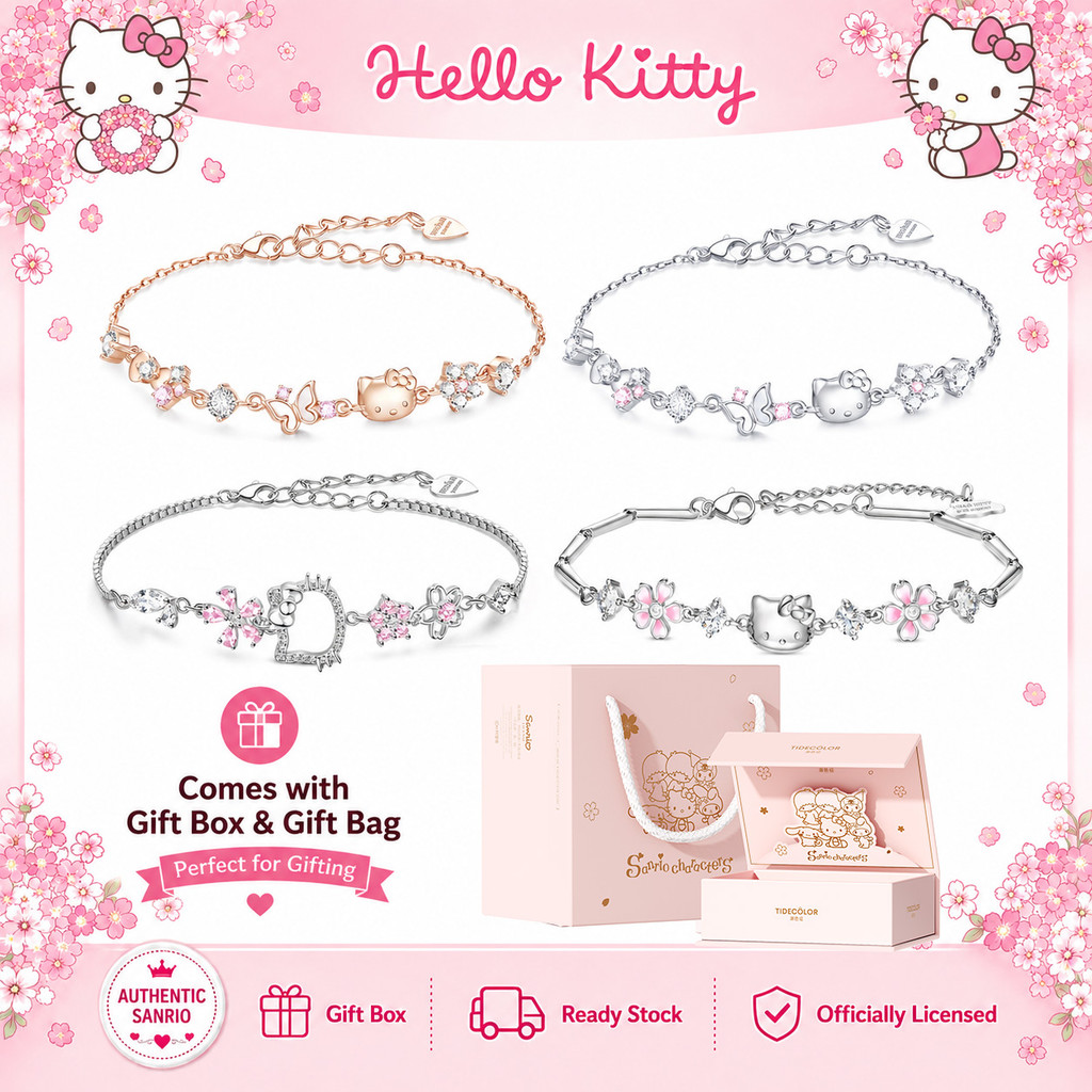 ZGO x Sanrio Hello Kitty vòng tay hoa văn đồ trang sức sang trọng dành cho phụ nữ và bé gái bộ quà tặng kèm hộp 6223