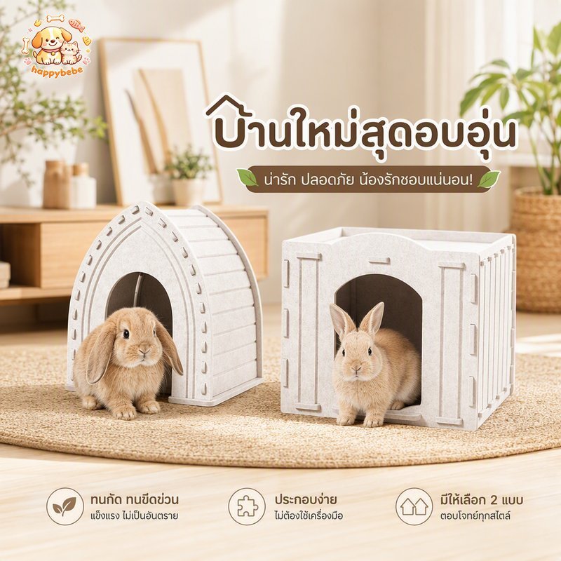 อุโมงค์กระต่าย บ้านกระต่าย ของเล่นกระต่าย ไม้ ประกอบได้ กันกัด ทนทาน ระบายอากาศ ทำความสะอาดง่าย