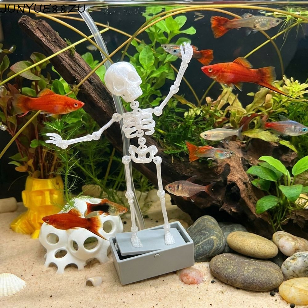 JUNYUE88ZU เต้นรําโครงกระดูก Aquarium Bubbler, Air Driven พลาสติกถังปลาเต้นรํา Skull เครื่องประดับ, 