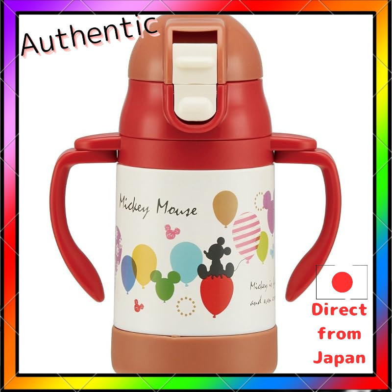 SKATER Mickey Mouse Balloon Double Straw Stainless Steel Mug Bottle Water Bottle 240ml Disney STWM3