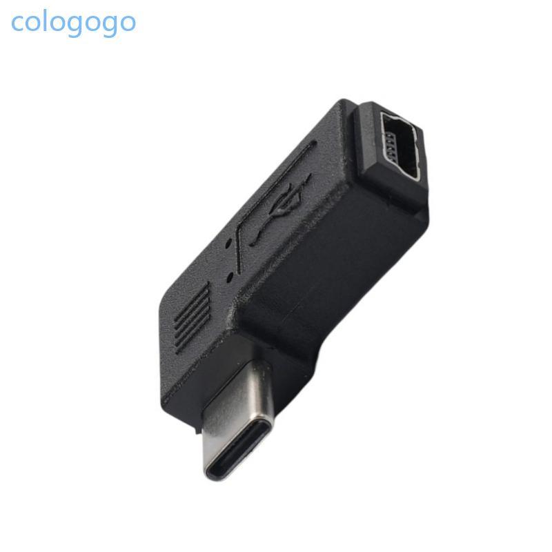 ตัวแปลง COLO สําหรับโทรศัพท์แล็ปท็อปกล้องดิจิตอลอะแดปเตอร์ Type-C เป็น Mini USB 90 องศา