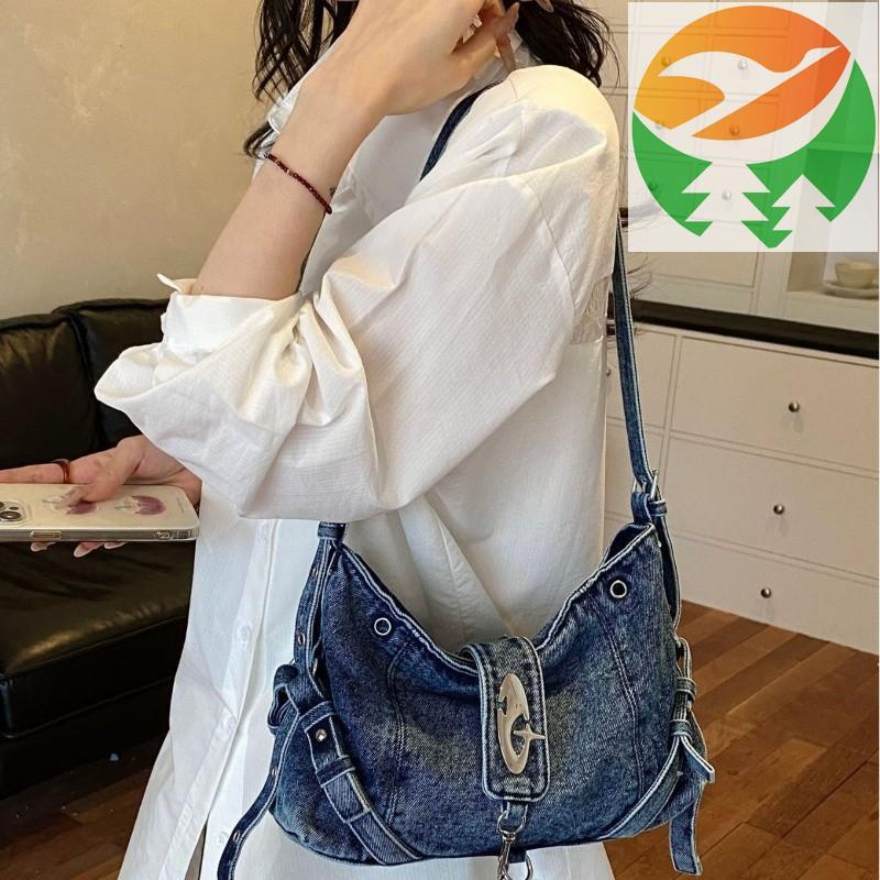 Go3 2026 Sunny ซีซั่น Fresh Chic Vogue Maidens One-Hobo Jeans ผ้า Carryall