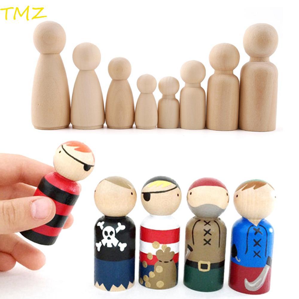 TMZ14968 ตุ๊กตาหมุดไม้สําหรับเด็กเด็ก DIY Handmade ชายหญิงเปล่าไม้ธรรมชาติงานฝีมือไม้