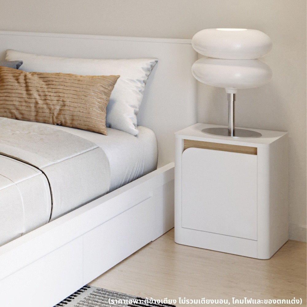Koncept Furniture ตู้ข้างเตียง 45 ซม. รุ่น Kaze (บานเปิดขวา) สีขาว (39.5x39.5x49.5 ซม.) แบรนด์ KONCEPT FURNITURE