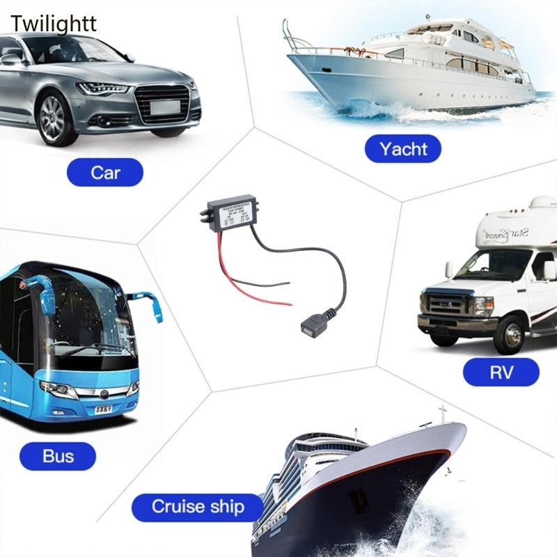 WILI Universal 12V 24V ถึง 5V 3A ตัวแปลง USB Car Charger Adapter สําหรับชาร์จอุปกรณ์มือถือกล้องไฟ US