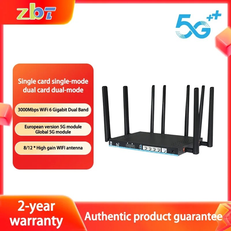 OJNP ZBT Dual SIM Card 5G Router 2 * SIM Wifi6 3000Mbps Openwrt DDR4 1GB 4 * LAN USB3.0 5G Modem MU-