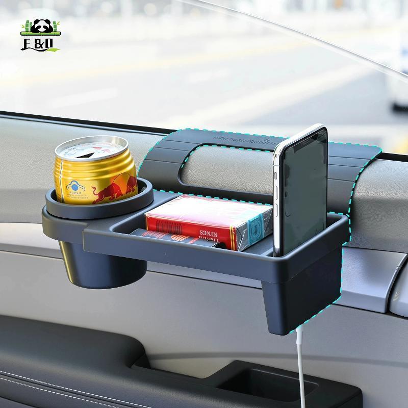 [F&O] Universal 2-in-1 Car Cup Phone Holder Mount Storage Tray Hanging Ra สําหรับ Auto Door Window A