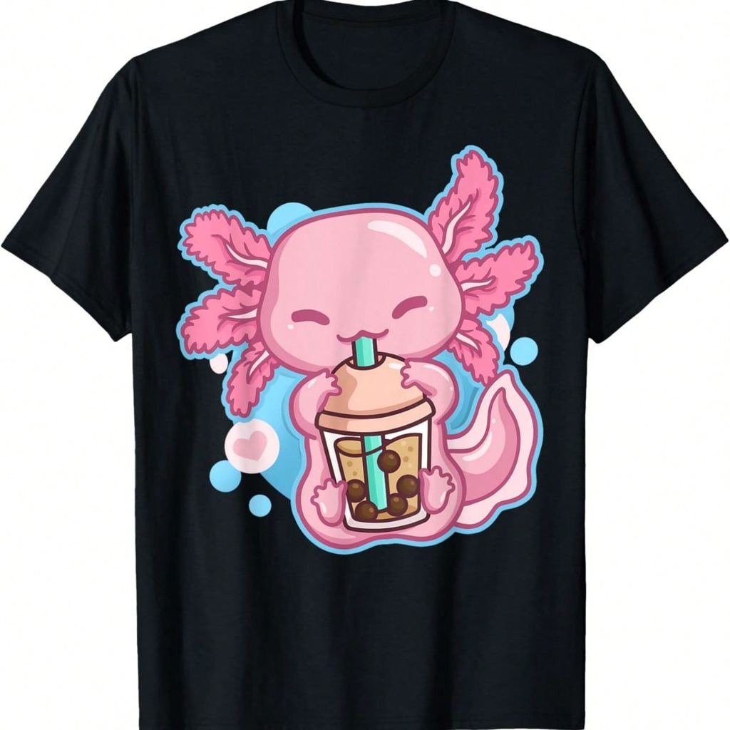 Boba Tea Bubble Tea Milk Tea Anime Axolotl เสื้อยืด