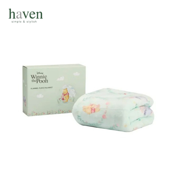 Haven ผ้าห่ม Flannel Fleece พิมพ์ลาย พร้อมกล่อง Disney Winnie the Pooh Collection ขนาด 40x60 นิ้ว