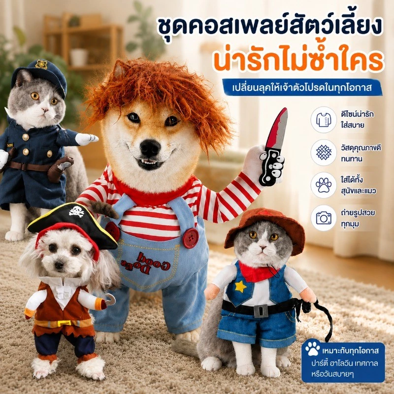 CAT CLUB ชุดแมว เสื้อแมว คอสเพลย์ เสื้อสุนัข ชุดหมาแมว เครื่องแต่งกายสุนัขแมวตลก