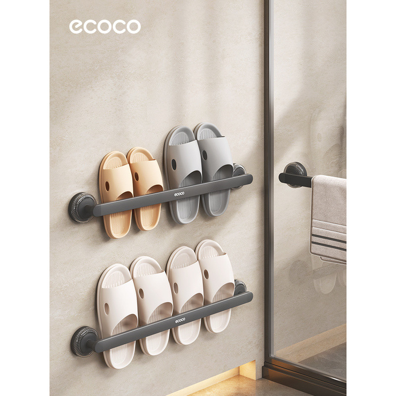 ecoco ที่แขวนรองเท้าแตะแบบสูญญากาศ ชั้นวางของในห้องน้ำแบบไม่ต้องเจาะผนัง ชั้นวางของอเนกประสงค์สำหรับ