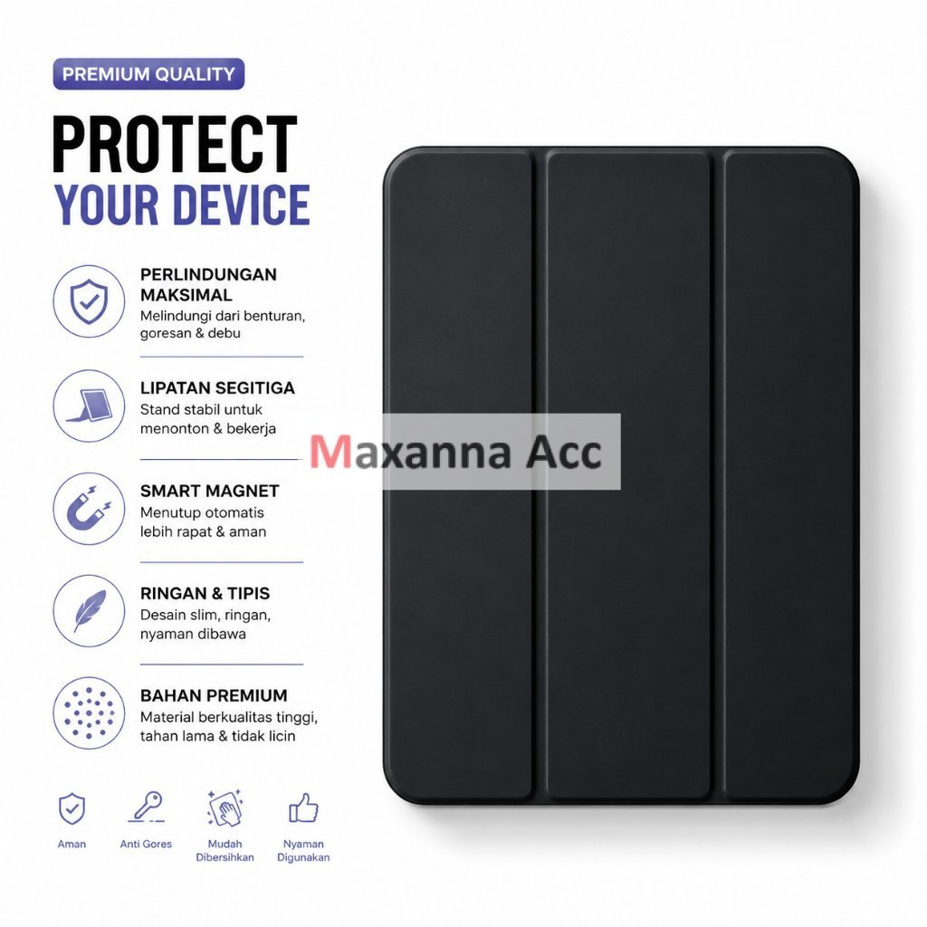 [MAXNA] เคสสําหรับ Samsung Galaxy Tab S9, S9 FE, S10, S10 Lite, S10 FE Flip Case Stand Smart Cover +