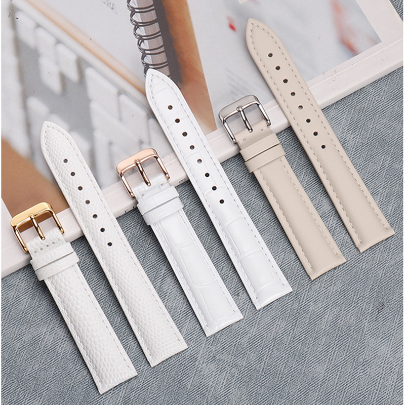 Xuanma สายสีขาวหนังแท้ Adapt to Tissot Casio Seagull Fila Armani CK Cowhide Watch Chain Accessories