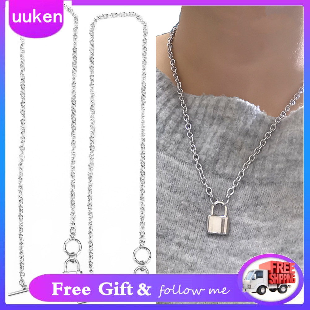 Uukendh 2ชิ้นล็อคสร้อยคอสแตนเลสแฟชั่นที่เรียบง่ายOTหัวเข็มขัดChokersเทียวผู้ชายผู้หญิงตกแต่งของขวัญ