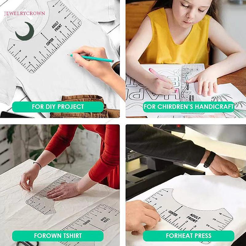 8 ชิ้น T เสื้อไม้บรรทัดคู่มือ PVC เสื้อยืดไม้บรรทัดการออกแบบศูนย์ T เสื้อการจัดตําแหน่งเครื่องมือสํา