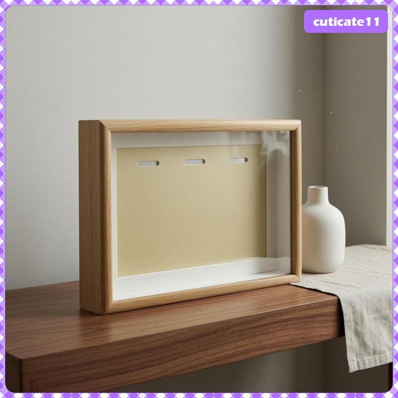 [Cuticate1] Pin Display Frame Slot Design Medal Frame Clear 3 เหรียญ H A4 White Oak