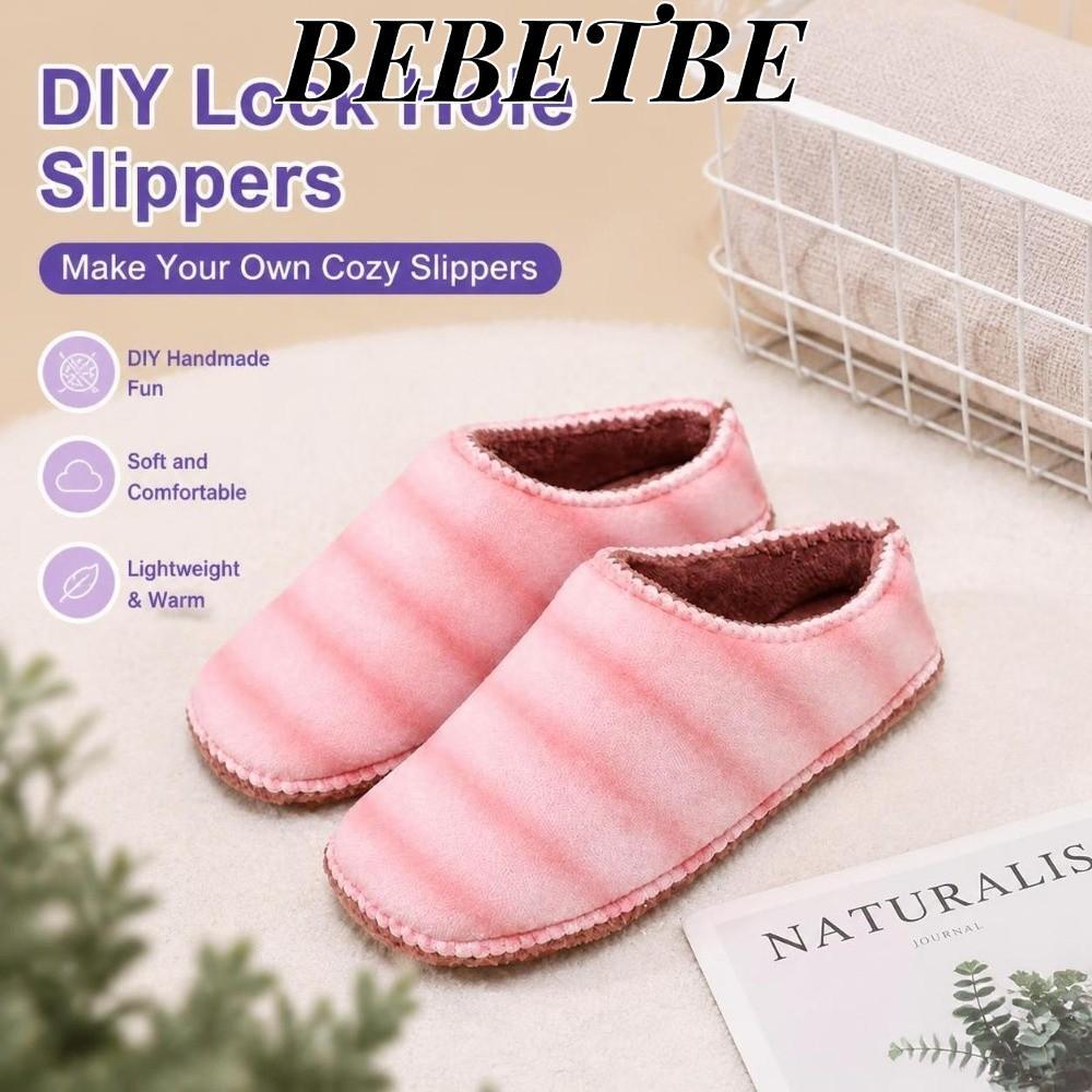 BEBETBE 1 คู่รองเท้า, ผ้าฝ้ายเส้นด้ายกึ่งรองเท้าสําเร็จรูป, ซับในฟองน้ํา Mid-Top Pre-Sewn House Slip