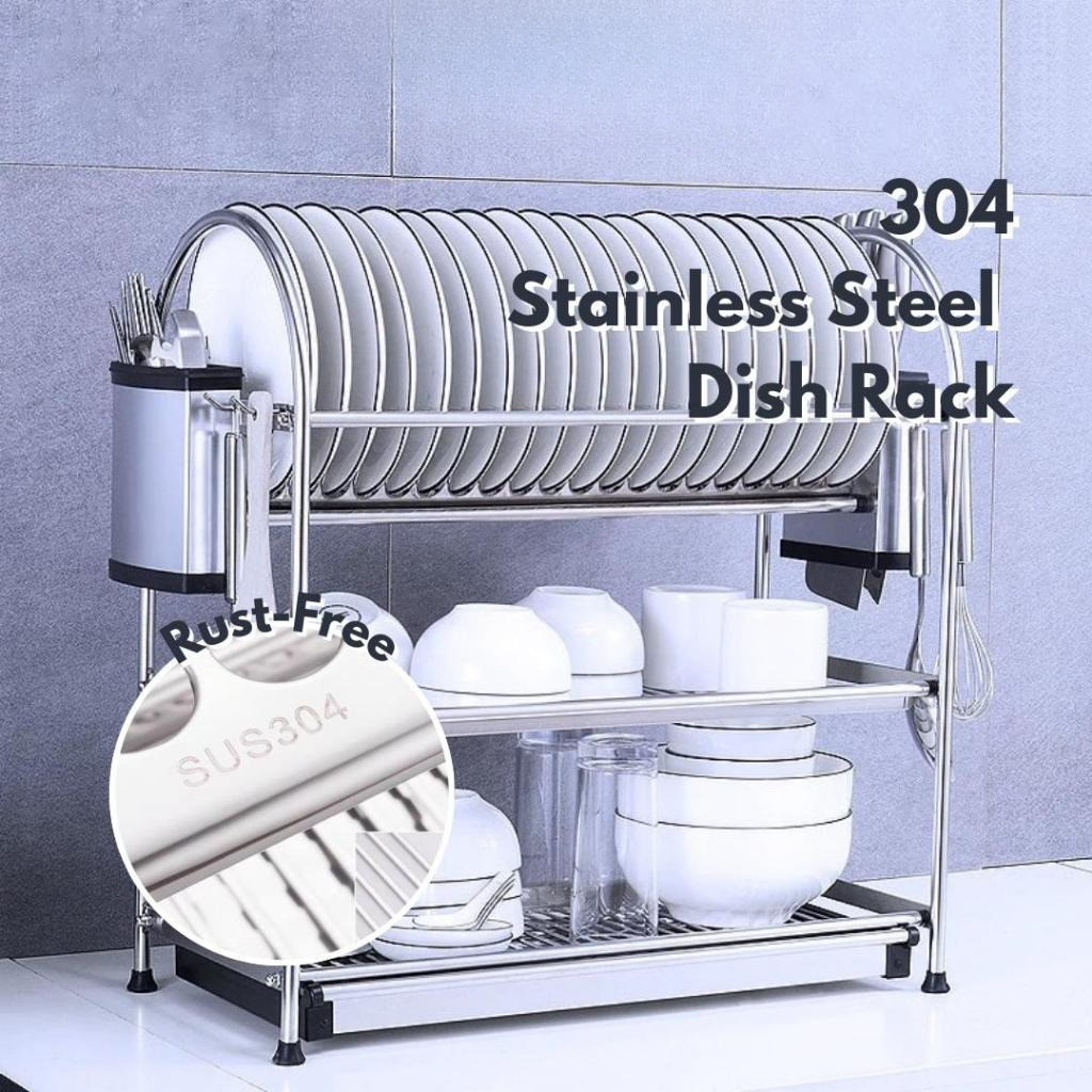 Stainless Steel Dish Rack A - (2 Tier 3 Tier Available/ Cutlery Knives Holder)