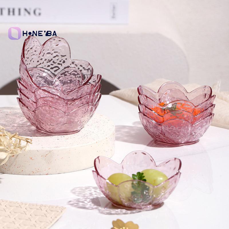 <Honeyby> รูปแบบค้อน Cherry Blossom ซอสจานพลาสติกขนาดเล็กจานปรุงรสซอสชามไอศกรีมจานอาหารค่ําขนาดเล็ก 