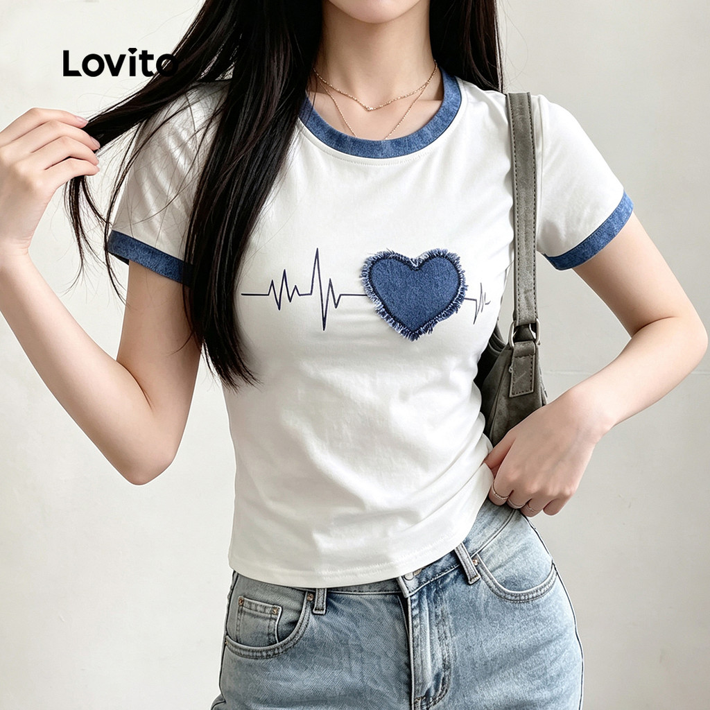 Lovito تيشيرت نسائي كاجوال بألوان متباينة — صورة 4