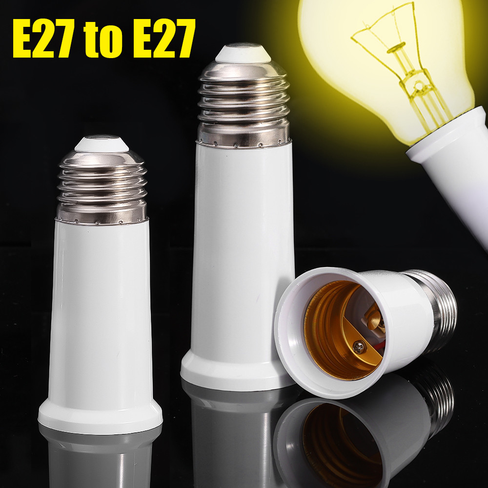 ซ็อกเก็ตขยายหลอดไฟ E27 เป็น E27 | อะแดปเตอร์ฐานโคมไฟอลูมิเนียมเหล็ก ABS เปลวไฟอุณหภูมิสูง - Retardant สําหรับหลอดไฟ LED หลอดฮาโลเจน CFL