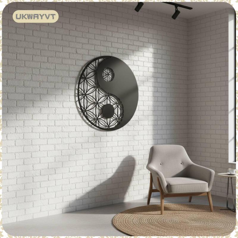 [ukwryvt] Yin Yang Metal Wall Decor Black Yin-Yang Wall Decor ในร่มสําหรับสํานักงาน